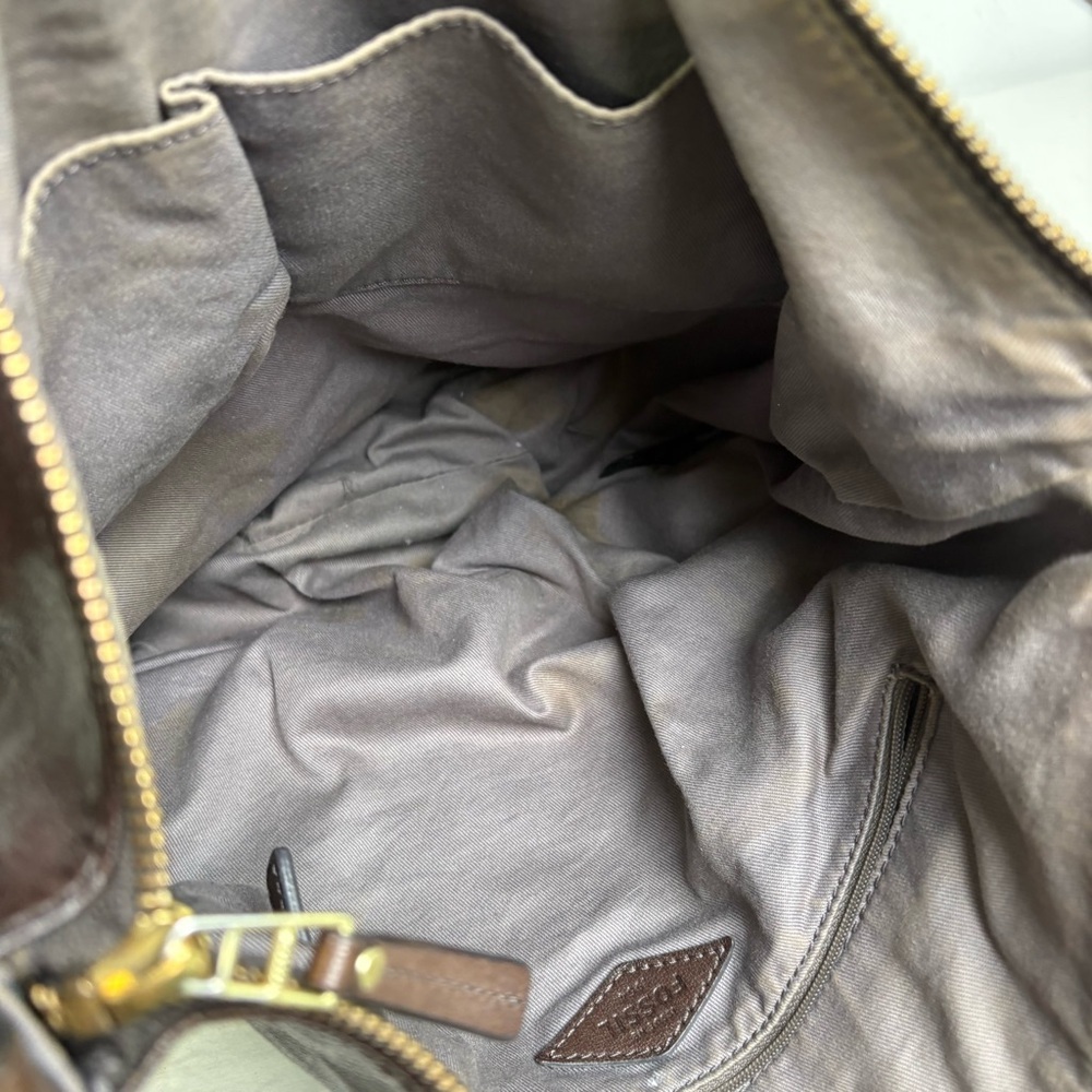 FOSSIL Gwen Hobo Expandable Leather and Suede Large Crossbody Shoulder Bag Purse - Picture 14 of 16